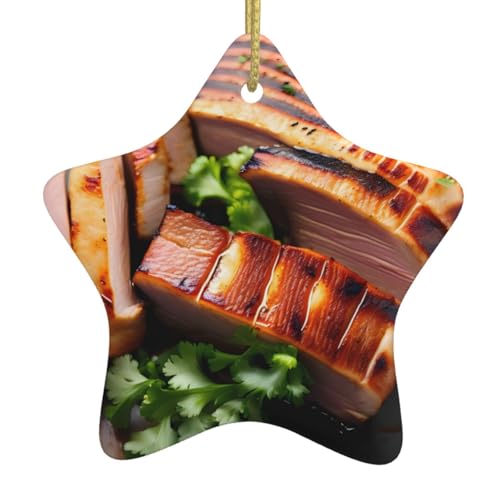 WXXWXD Golden Roast Star Shaped Ceramic Christmas Tree Ornament, Perfect for Family Holiday Gatherings von WXXWXD