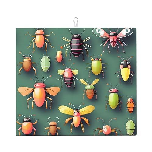 WXXWXD Insect Atlas bedruckte Küchenmatte, saugfähig, 40,6 x 45,7 cm – dicke und langlebige Arbeitsplatte dekorative Matte von WXXWXD