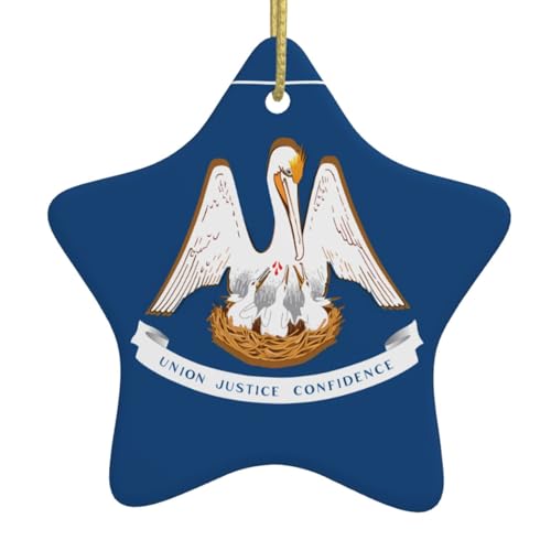WXXWXD Louisiana State Flag Star Shaped Ceramic Christmas Tree Ornament, Perfect for Family Holiday Gatherings WXXWXD Louisiana State Flag Star Shaped Ceramic Christmas Tree Ornament, Perfect for Family Holiday Gatherings von WXXWXD