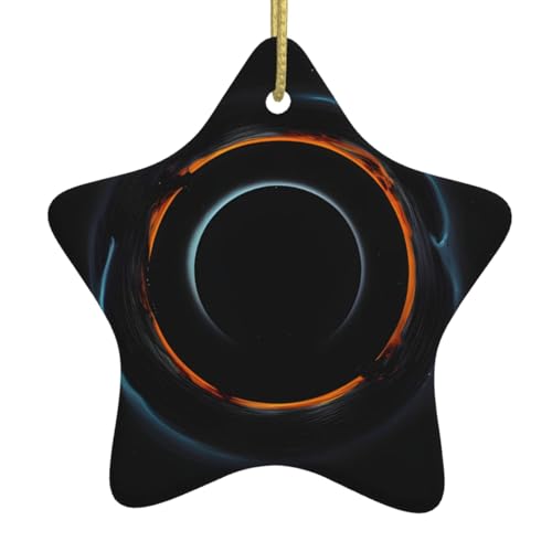 WXXWXD Mysterious Cosmic Black Holes Star Shaped Ceramic Christmas Tree Ornament, Perfect for Family Holiday Gatherings von WXXWXD