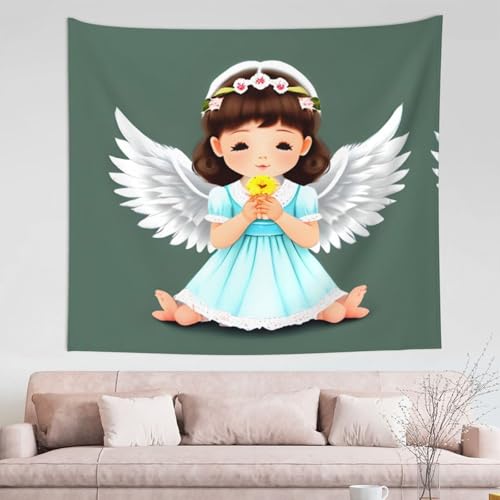 WXXWXD Niedlicher kleiner Engel, Wandteppich, 152,4 x 129,5 cm, große Wanddekoration, stilvolle Wandteppich-Wanddekoration von WXXWXD