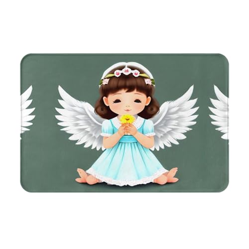 WXXWXD Niedlicher kleiner Engel bedruckte Fußmatte, geeignet für Haustür, Eingang, Innenbereich, Heimdekoration von WXXWXD