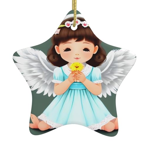 WXXWXD Niedlicher kleiner Engel sternförmiger Keramik-Weihnachtsbaumschmuck, perfekt für Familienfeiertage WXXWXD Niedlicher kleiner Engel sternförmiger Keramik-Weihnachtsbaumschmuck, perfekt für Familienfeiertage von WXXWXD