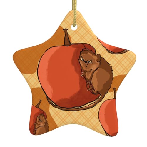 WXXWXD Niedlicher kleiner Hamster sternförmiger Keramik-Weihnachtsbaumschmuck, perfekt für Familienfeiertage von WXXWXD