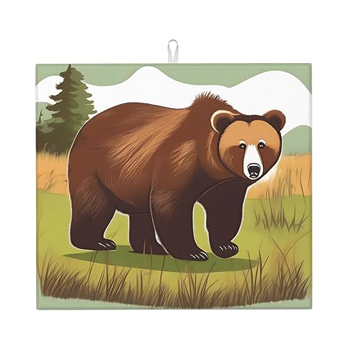 WXXWXD Saugfähige Küchenmatte, Motiv: Braunbär, 40,6 x 45,7 cm, dicke und langlebige dekorative Matte für die Arbeitsplatte von WXXWXD