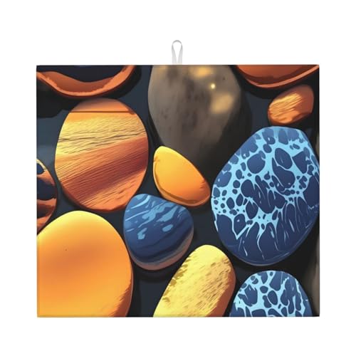 WXXWXD Saugfähige Küchenmatte mit gelben Kieselsteinen, 40,6 x 45,7 cm – dicke und langlebige dekorative Matte für die Arbeitsplatte von WXXWXD