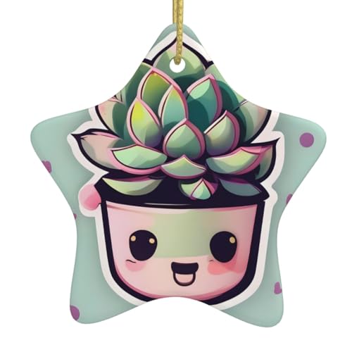 WXXWXD Smiling Succulents Star Shaped Ceramic Christmas Tree Ornament, Perfect for Family Holiday Gatherings WXXWXD Smiling Succulents Star Shaped Ceramic Christmas Tree Ornament, Perfect for Family Holiday Gatherings von WXXWXD