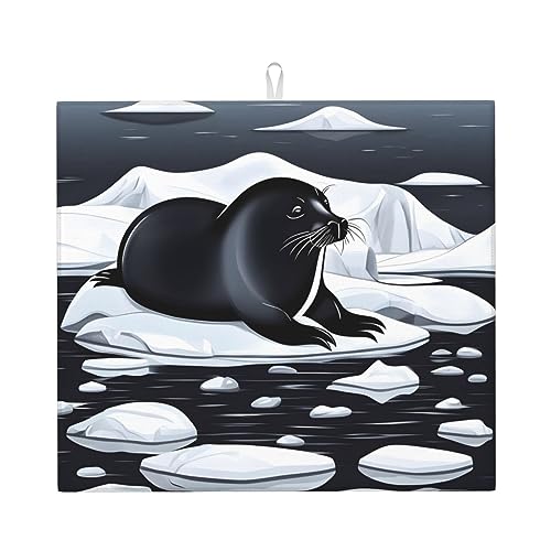 WXXWXD Versiegelt auf Eis, saugfähige Küchenmatte, 40,6 x 45,7 cm, dicke und langlebige dekorative Matte für die Arbeitsplatte von WXXWXD