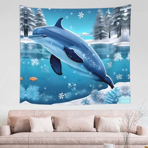 WXXWXD Wandteppich, Motiv: Winter der Delfin, 152,4 x 129,5 cm, große Wanddekoration, stilvolle Wandteppich-Wanddekoration WXXWXD Wandteppich, Motiv: Winter der Delfin, 152,4 x 129,5 cm, große Wanddekoration, stilvolle Wandteppich-Wanddekoration von WXXWXD