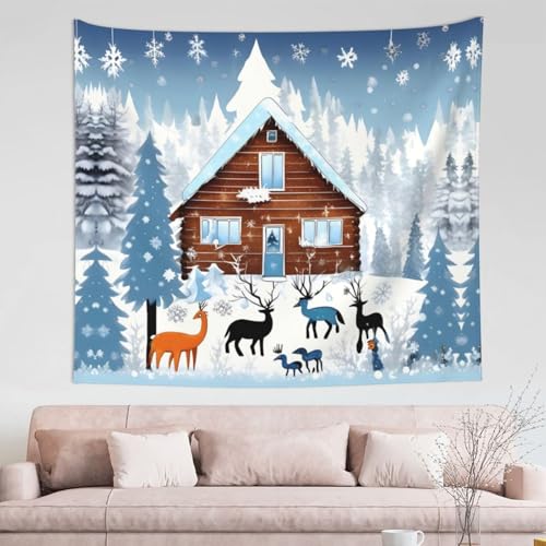 WXXWXD Winter-Rehkitz-Tapisserie, 152,4 x 129,5 cm, große Wanddekoration, stilvolle Wandteppich-Wanddekoration WXXWXD Winter-Rehkitz-Tapisserie, 152,4 x 129,5 cm, große Wanddekoration, stilvolle Wandteppich-Wanddekoration von WXXWXD