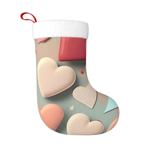 Weihnachtsstrumpf mit Liebesmuster, geeignet für Weihnachtsbäume und festliche Kamindekorationen von WXXWXD