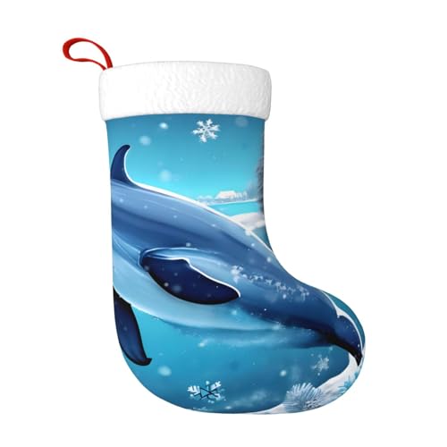 Winter Der Delfin Weihnachtsstrumpf geeignet für Weihnachtsbäume und festliche Kamindekorationen von WXXWXD