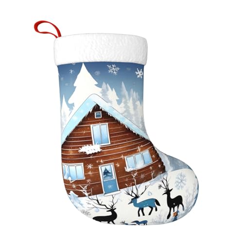 Winter Rehkitz Weihnachtsstrumpf geeignet für Weihnachtsbäume und festliche Kamindekorationen von WXXWXD