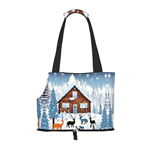 Winter Rehkitz bedruckte Haustier-Umhängetasche, speziell für kleine Hunde und Katzen, multifunktionale Schulter und Handtasche Winter Rehkitz bedruckte Haustier-Umhängetasche, speziell für kleine Hunde und Katzen, multifunktionale Schulter und Handtasche von WXXWXD