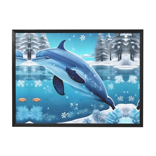 Winter der Delfin schwarzer Rahmen, dekoratives Gemälde, moderne Kunstdekoration, geeignet für Wohnzimmer, Schlafzimmer und Büros von WXXWXD