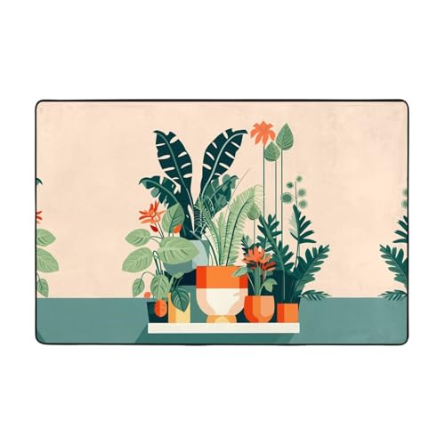 Wohnzimmer-Teppich mit Cartoon-Motiv, klein, grün, bedruckt, 183 x 122 cm, für Couchtisch/Nachttisch/Büro/Balkon von WXXWXD