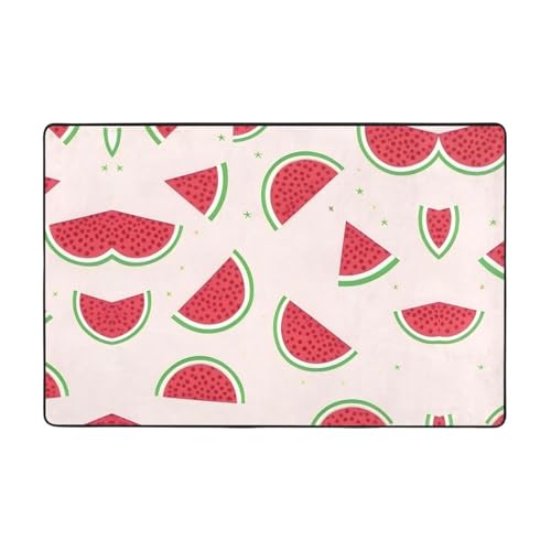 Wohnzimmer-Teppich mit Wassermelonen-Motiv, bedruckt, 183 x 122 cm, für Couchtisch/Nachttisch/Büro/Balkon von WXXWXD