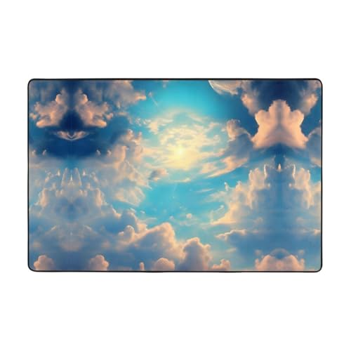 Wohnzimmer-Teppich mit Wolkenhimmel-Motiv, bedruckt, 183 x 122 cm, für Couchtisch/Nachttisch/Büro/Balkon von WXXWXD