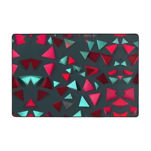 Wohnzimmer-Teppich mit dreieckigem Muster, bedruckt, 183 x 122 cm, für Couchtisch/Nachttisch/Büro/Balkon von WXXWXD