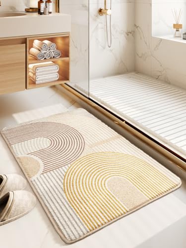 Badezimmerteppich Beige Gelber Regenbogen Teppich Schmutzfangmatte Weich Flauschig Badematte Waschbar Badteppich Badvorleger Saugfähige Badematte rutschfest Badezimmermatte 50x80cm Badezimmerteppich Beige Gelber Regenbogen Teppich Schmutzfangmatte Weich Flauschig Badematte Waschbar Badteppich Badvorleger Saugfähige Badematte rutschfest Badezimmermatte 50x80cm