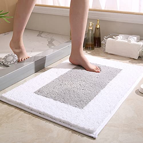 Badezimmerteppich Böhmisches Weiß Grau Teppich Weich Flauschig Badematte Saugfähig Schmutzfangmatte Badteppich Mikrofaser Badvorleger rutschfest Waschbar Badezimmermatte 40x60cm von WXYDDXC