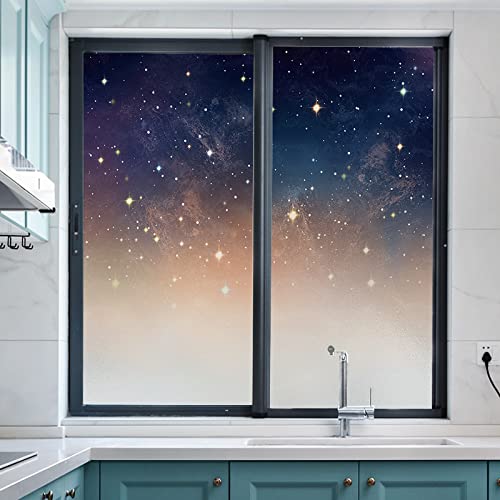 Fensterfolie Blauer Sternenhimmel Fensterfolie Blickdicht Sichtschutzfolie Fenster Static Milchglasfolie Folie Fenster Sichtschutz Home Office Fensterfolie Selbsthaftend 70x120cm von WXYDDXC