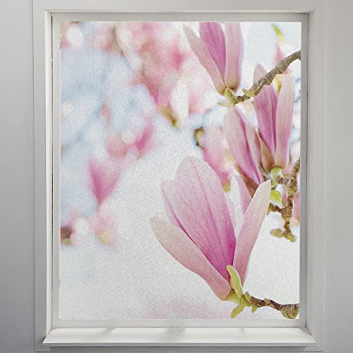 Fensterfolie Rosa Beige Blumen Sichtschutzfolie Fenster Static Milchglasfolie Folie Fenster Sichtschutz Without Adhesive Klebefolie Fenster Home Office Fensterfolie Blickdicht 40x100cm von WXYDDXC