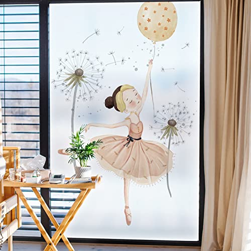 Milchglasfolie Ballon-Mädchen Fensterfolie Bunt Blickdicht Sichtschutzfolie Fenster Selbsthaftend Klebefolie Fenster Sonnenschutz Kinderzimmer Sichtschutz 80×120cm von WXYDDXC