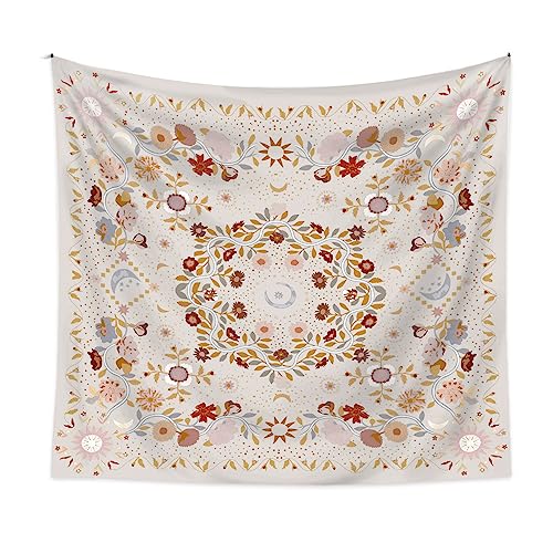 Wandteppich Beige Braun Floral Wandtuch Art Wall Wandteppich Aesthetic for Bedroom Living Room Tapestry Wand Teppiche Wall Home Decor Wandbehang (150x100cm) von WXYDDXC