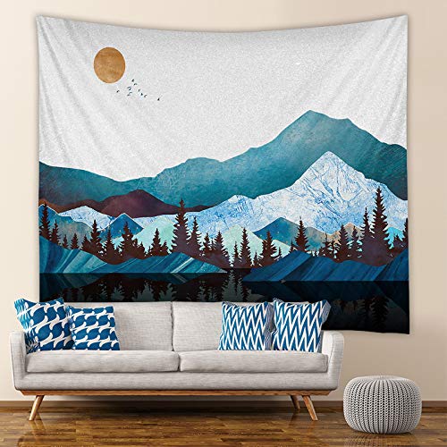 Wandteppich Blauer Abstrakter Berg Wandtuch Art Wall Wandteppich Aesthetic for Bedroom Living Room Tapestry Wand Teppiche Wall Home Decor Wandbehang (150x130cm) von WXYDDXC