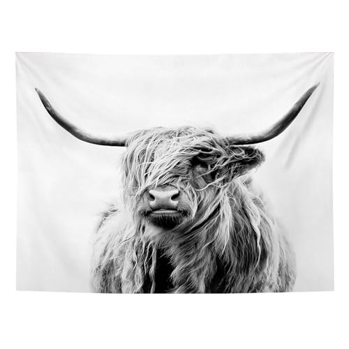 Wandteppich Graue Hochlandrinder Wandtuch Home Deko Wandbehang für Schlafzimmer Wohnzimmer Wohnheim Wandteppich Aesthetic Tapestry Wandkunst Wand Teppiche (200x150cm) von WXYDDXC