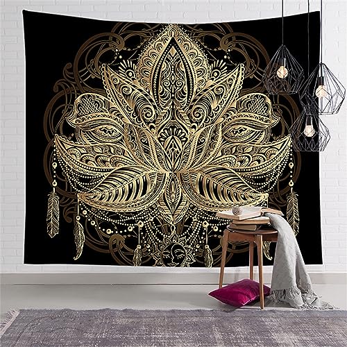 Wandteppich Mandala Golden Brown Wandtuch Home Deko Wandbehang für Schlafzimmer Wohnzimmer Wohnheim Wandteppich Aesthetic Tapestry Wandkunst Wand Teppiche (200x150cm) von Mandala