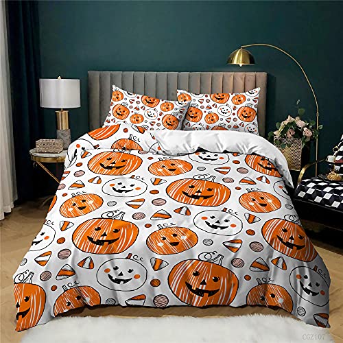 Bettwäsche Bettbezüge Weißer Halloween Kürbis Mikrofaser 3 teilig Bettbezug Set weiche Flauschige 1 Bettbezüge mit Reißverschluss und 2 mal Kissenbezug Schlafzimmer und Kinderzimmer 140x200 cm Bettwäsche Bettbezüge Weißer Halloween Kürbis Mikrofaser 3 teilig Bettbezug Set weiche Flauschige 1 Bettbezüge mit Reißverschluss und 2 mal Kissenbezug Schlafzimmer und Kinderzimmer 140x200 cm von WXYGJYG