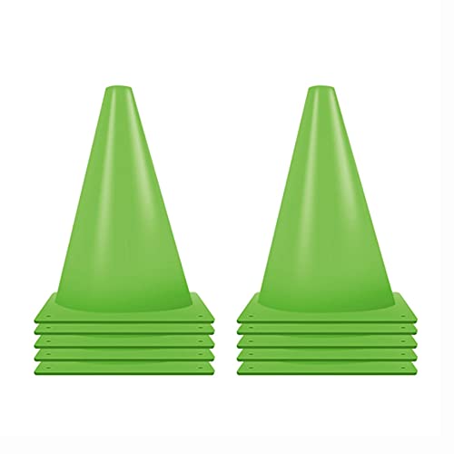 Markierungskegel Grüner dreieckiger Kunststoff-Fußballkegel, geeignet für Basketball, Rollschuh, Agile Markierungskegel, 10 Stücke sensorischer Integration Trainingsgeräte (Size : 13.5x23cm) von WXYZ