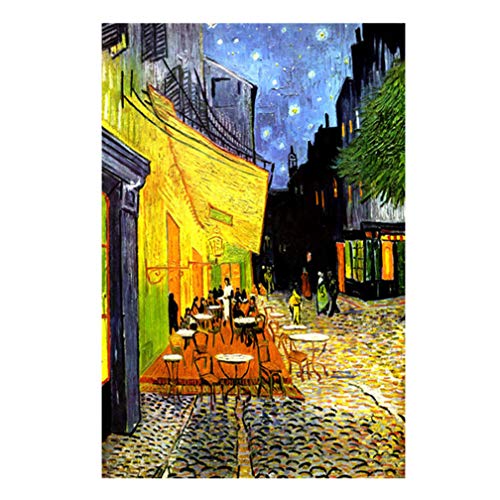 Ölgemälde Reproduktionen auf Leinwand Bilder, Plakate und Drucke Wand Kunst Bild für Wohnzimmer - Berühmte Van Gogh Cafe Terrasse bei Nacht,20X25cm von WXZJ