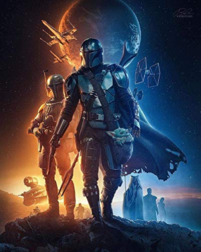 WXZRU 5D Mandalorian Diamond Painting Kits for Adults, Star Wars Diamond Art Paint with Diamonds, DIY Painting Kit Paint by Number with Gem Art, 40x50cm nM420 von WXZRU