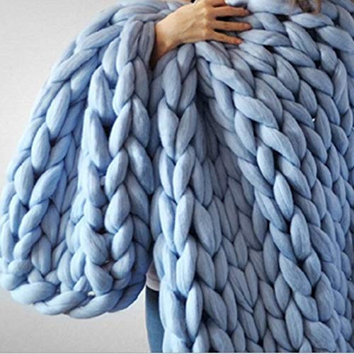 WXZX Grobstrick Decke Strickdecke, Handgestrickter, superweicher, riesiger Garnüberwurf, Decke aus Merinowolle, für neutrale Couch-Sofabank auf dem Bauernhof von WXZX