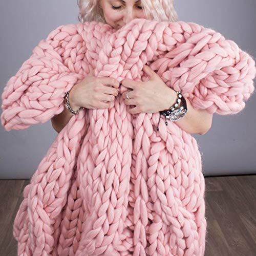 WXZX Grobstrick Decke Strickdecke, Handgestrickter, superweicher, riesiger Garnüberwurf, Decke aus Merinowolle, für neutrale Couch-Sofabank auf dem Bauernhof von WXZX