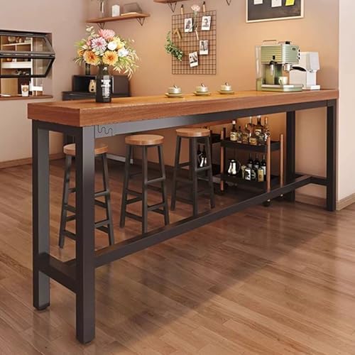 WXZXWXZX Bartisch Stehtisch Holz Bistrotisch Esstisch mit Metallgestell für Bar Bistro Küche Wohnzimmer Esszimmer(100x40x105cm/39x16x41in) von WXZXWXZX