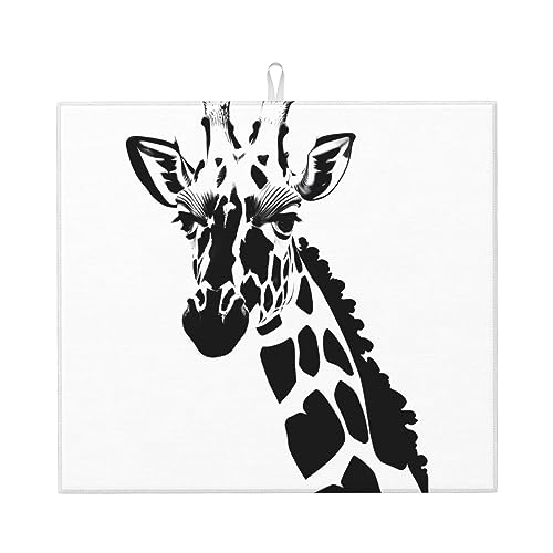 Abtropfmatte Giraffe, schwarz, weiß, 40,6 x 45,7 cm, sehr saugfähig, geeignet für Küchengeschirr, Abflussgestell, Kaffeebar, zum Aufhängen Abtropfmatte Giraffe, schwarz, weiß, 40,6 x 45,7 cm, sehr saugfähig, geeignet für Küchengeschirr, Abflussgestell, Kaffeebar, zum Aufhängen von WXZYFP