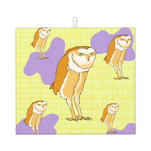 Abtropfmatte Stehende Eule, 16 x 18, sehr saugfähig, geeignet für Küchengeschirr, Abflussgestell, Kaffeebar, hängend von WXZYFP