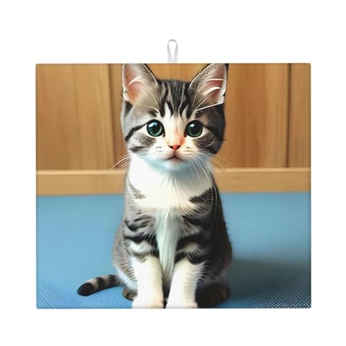 Abtropfmatte für Schlafzimmer, Kätzchen, 40,6 x 45,7 cm, sehr saugfähig, geeignet für Küchengeschirr, Abflussgestell, Kaffeebar, zum Aufhängen von WXZYFP