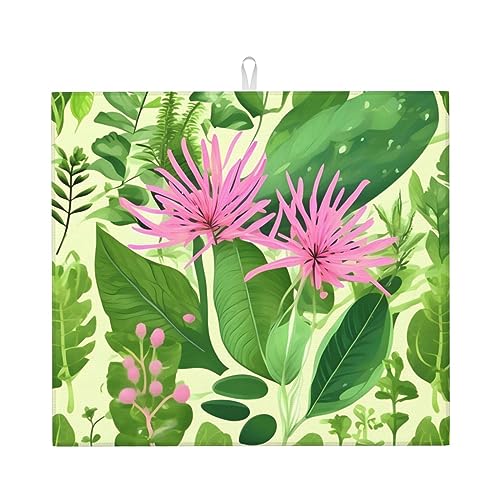 Abtropfmatte mit rosa Pflanzenblumen, 40,6 x 45,7 cm, sehr saugfähig, geeignet für Küchengeschirr, Abflussgestell, Kaffeebar, zum Aufhängen Abtropfmatte mit rosa Pflanzenblumen, 40,6 x 45,7 cm, sehr saugfähig, geeignet für Küchengeschirr, Abflussgestell, Kaffeebar, zum Aufhängen von WXZYFP