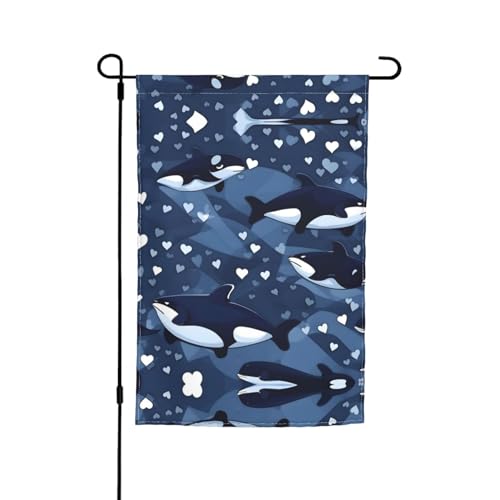 Blaue Killerwal-Gartendekoration, Flagge, 30,5 x 45,7 cm, 100 % Polyesterfaser, dicker Stoff, universell für alle Jahreszeiten Blaue Killerwal-Gartendekoration, Flagge, 30,5 x 45,7 cm, 100 % Polyesterfaser, dicker Stoff, universell für alle Jahreszeiten von WXZYFP