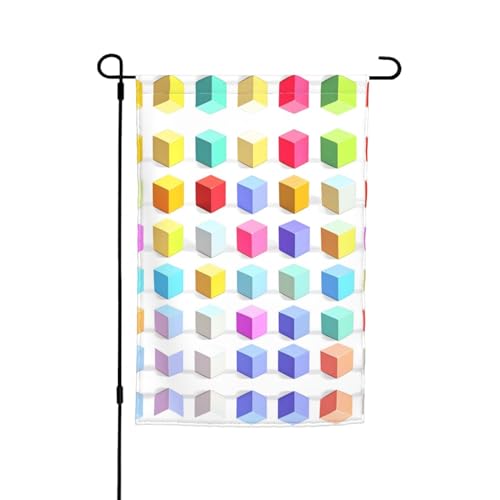 Bunte Würfel, Gartendekoration, Flagge, 30,5 x 45,7 cm, 100 % Polyesterfaser, dicker Stoff, universell für alle Jahreszeiten Bunte Würfel, Gartendekoration, Flagge, 30,5 x 45,7 cm, 100 % Polyesterfaser, dicker Stoff, universell für alle Jahreszeiten von WXZYFP
