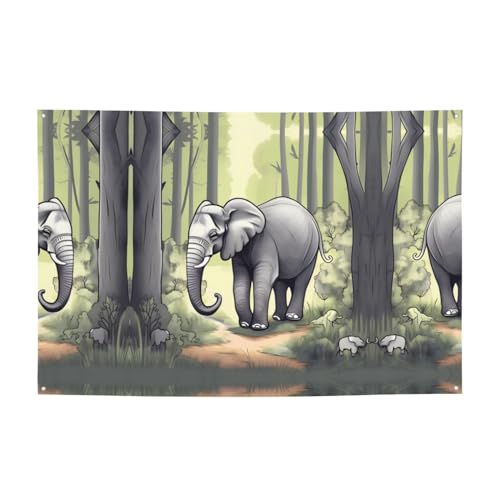 Festliches Banner mit Elefantenmotiv, 119,4 x 180,3 cm, für Weihnachten, Nachtpartys, Freunde und Versammlungen Festliches Banner mit Elefantenmotiv, 119,4 x 180,3 cm, für Weihnachten, Nachtpartys, Freunde und Versammlungen von WXZYFP