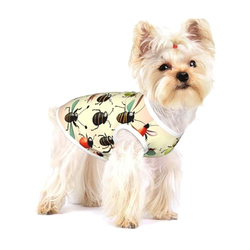 Hunde-T-Shirts mit Cartoon-Motiv, kleine Insekten, mittelgroß, dehnbar, weich, cool, ärmellos, gestreift, atmungsaktiv, Kleidung für Welpen, Kätzchen, Katzen, klein Hunde-T-Shirts mit Cartoon-Motiv, kleine Insekten, mittelgroß, dehnbar, weich, cool, ärmellos, gestreift, atmungsaktiv, Kleidung für Welpen, Kätzchen, Katzen, klein von WXZYFP