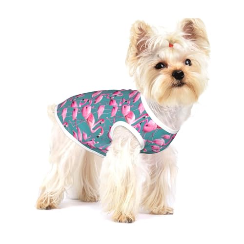 Hunde-T-Shirts mit Flamingos, mittelgroß, dehnbar, weich, kühl, ärmellos, gestreift, atmungsaktiv, für Welpen, Kätzchen, Katzen, Größe S Hunde-T-Shirts mit Flamingos, mittelgroß, dehnbar, weich, kühl, ärmellos, gestreift, atmungsaktiv, für Welpen, Kätzchen, Katzen, Größe S von WXZYFP