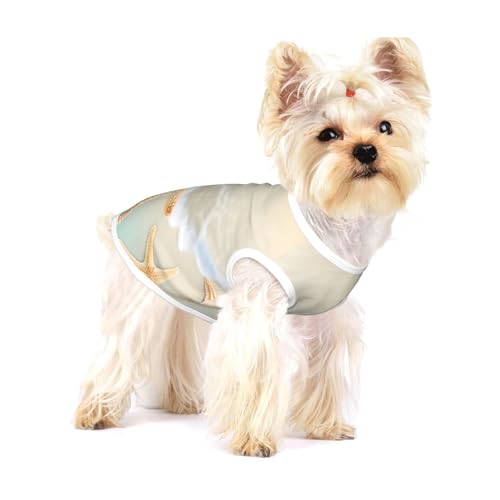 Hunde-T-Shirts mit Strand-Seestern, mittelgroß, dehnbar, weich, cool, ärmellos, gestreift, atmungsaktiv, Kleidung für Welpen, Kätzchen, Katzen, Größe S Hunde-T-Shirts mit Strand-Seestern, mittelgroß, dehnbar, weich, cool, ärmellos, gestreift, atmungsaktiv, Kleidung für Welpen, Kätzchen, Katzen, Größe S von WXZYFP
