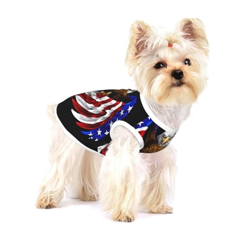 Hunde-T-Shirts mit USA-Flagge, Patriotischer Adler, groß, dehnbar, weich, cool, ärmellos, gestreift, atmungsaktiv, Kleidung für Welpen, Kätzchen, Katzen, Größe S Hunde-T-Shirts mit USA-Flagge, Patriotischer Adler, groß, dehnbar, weich, cool, ärmellos, gestreift, atmungsaktiv, Kleidung für Welpen, Kätzchen, Katzen, Größe S von WXZYFP